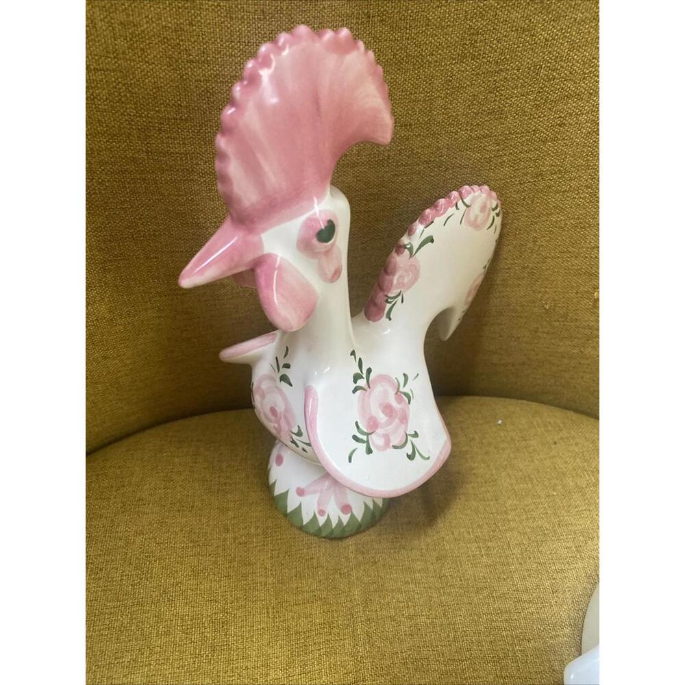Vintage 8” Portugal Lucky Rooster Chicken Ceramic Hand Painted Folk Art Signed - Picture 1 of 6